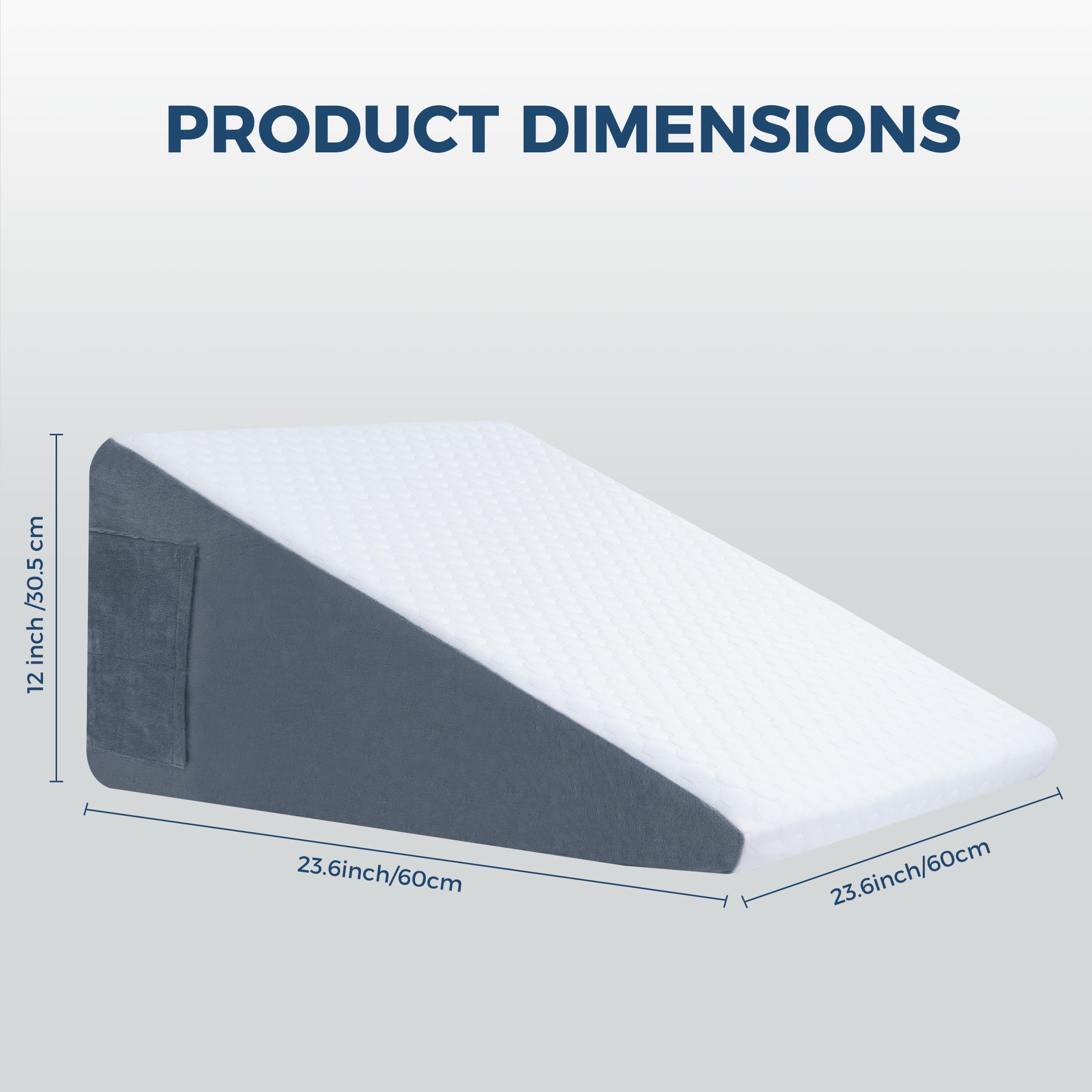 Cojín Cuña Antireflujo, Anti-Ronquidos y Dolor de Espalda – Almohada Triangular Ergonómica de Espuma Viscoelástica con Funda de Jacquard Lavable, Soporte Elevado Postoperatorio y para Dormir