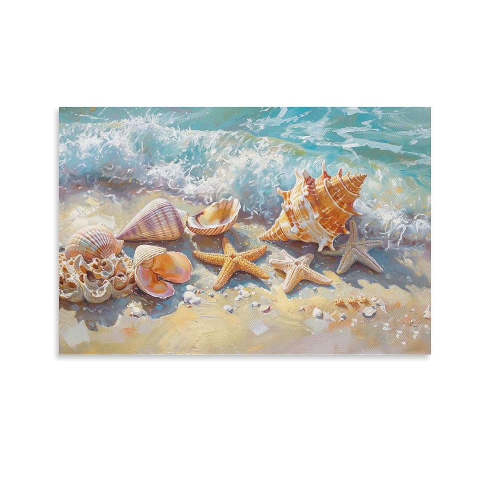 Amazon.co.jp: 絵画 浜辺の貝殻 アートパネル ポスター 美しい海の景色 