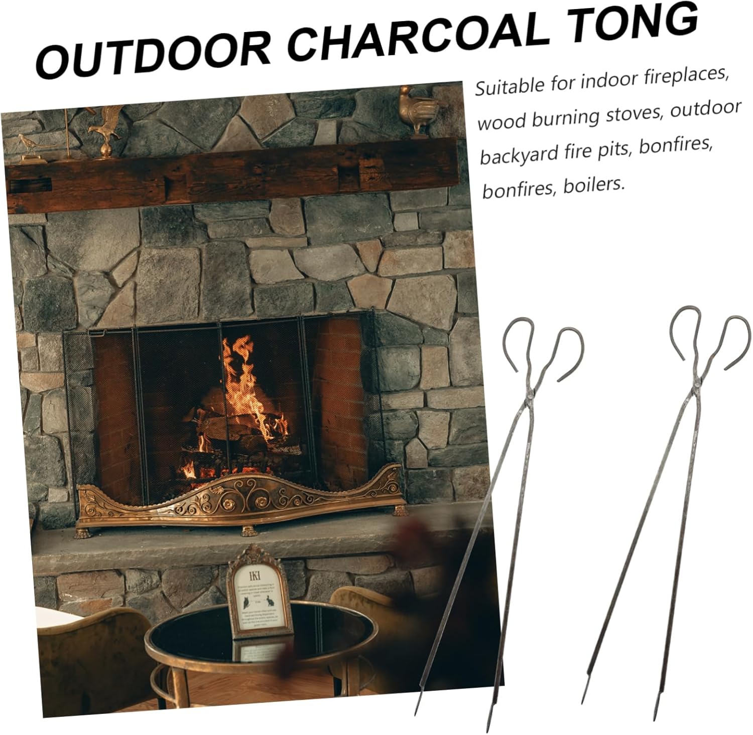 2pcs Garbage Clip Firewood Clip Portable Handheld Tongs Bbq Grill Utensils Reusable Firewood Tongs for Camping