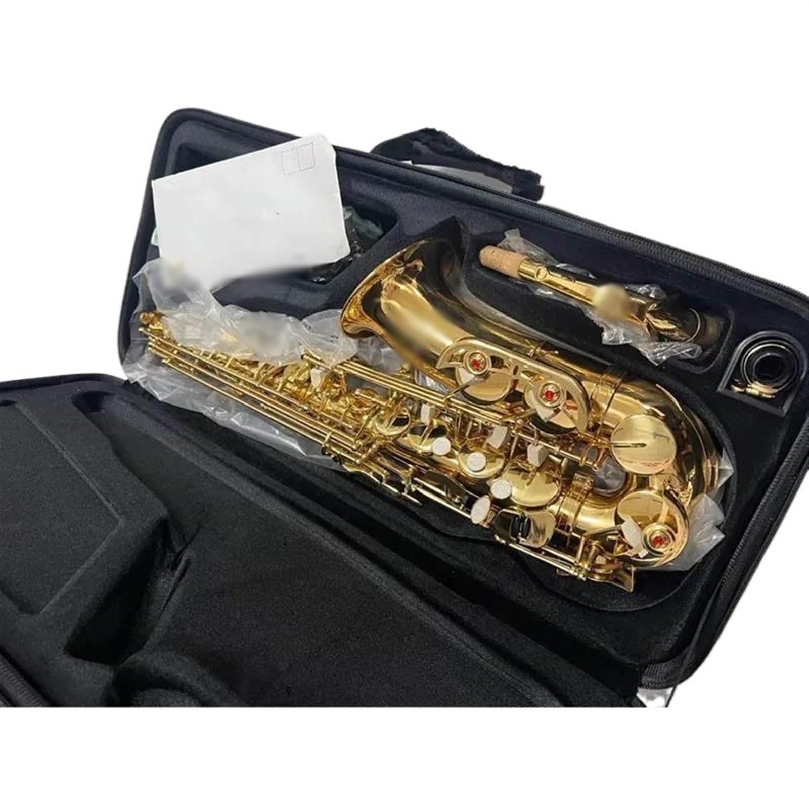 Saksofon Saksofon altowy Eb Mosiężny złoty lakier Instrument muzyczny E-płaski saksofon z akcesoriami do futerału