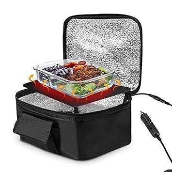 Car Oven Box, Car Food Warmer Car Microwave Oven 90W 11.0x7.9x4.7inch with Lighter for Family Gathering f