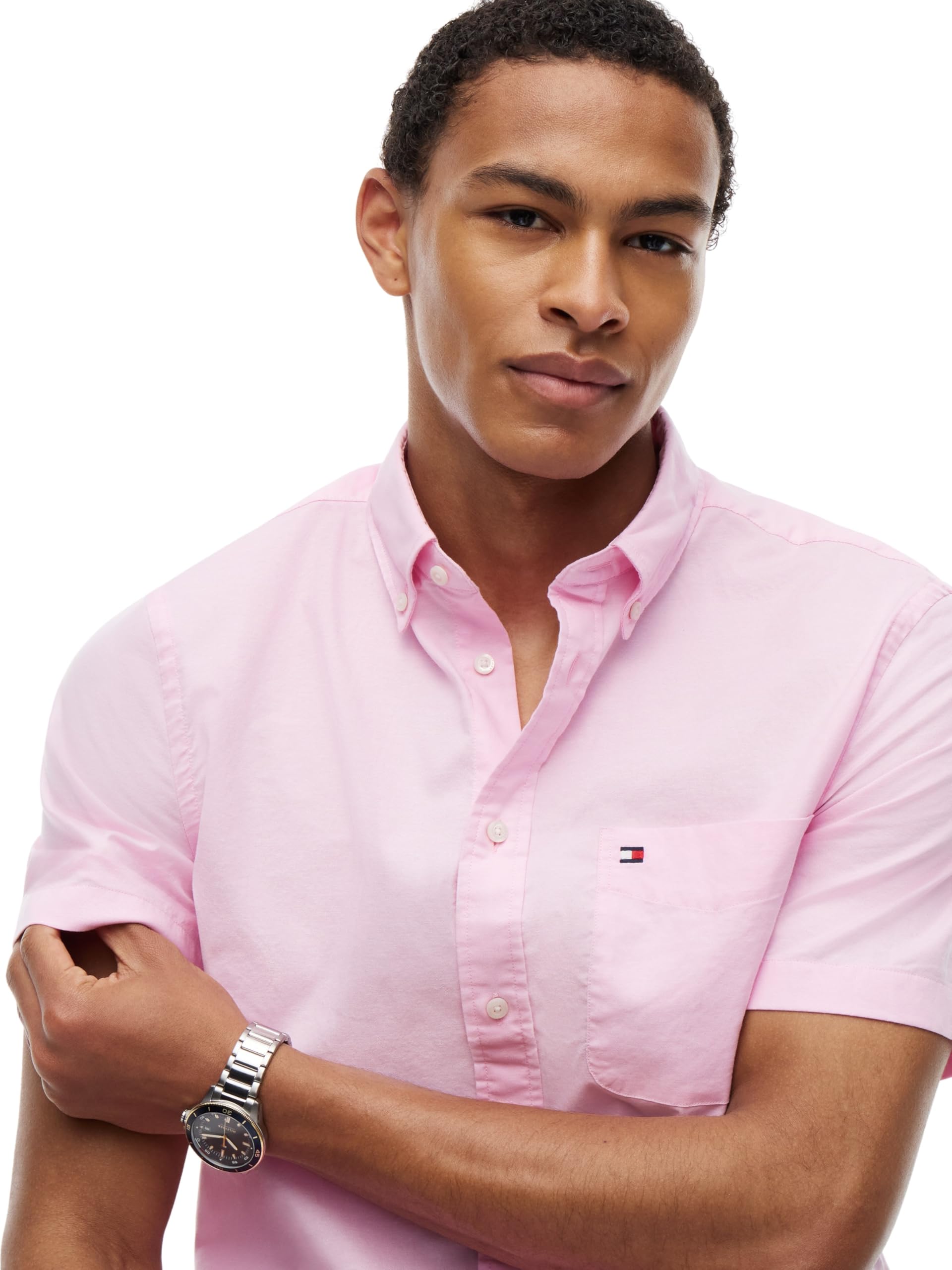 Tommy Hilfiger Light Oxford Solid SS BD Shirt Mw0mw42285 Chemise S/S Homme