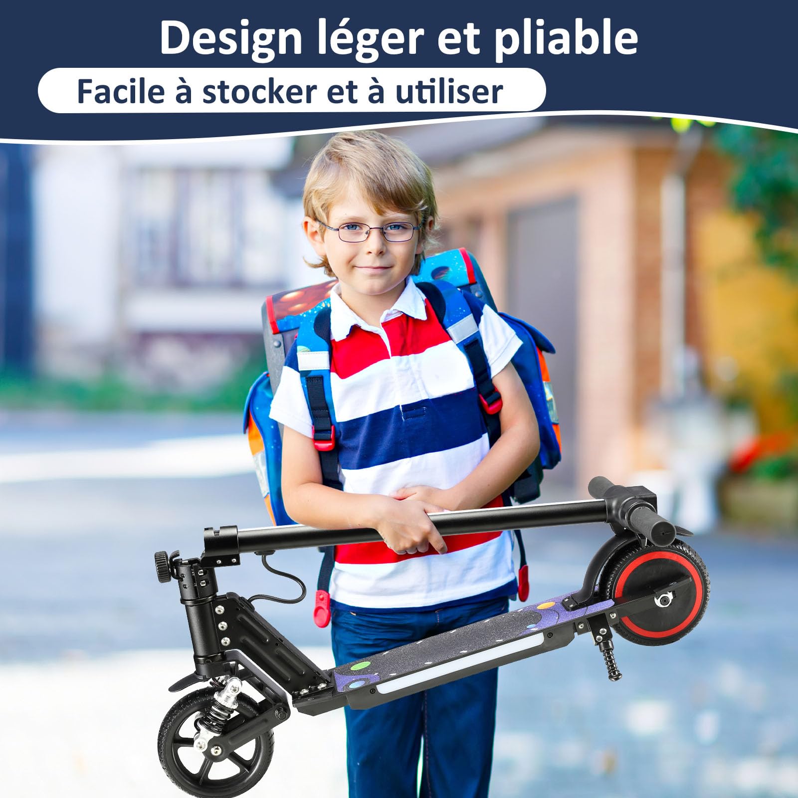 Trottinette Électrique Enfant 6-12 Ans, Sécurité Certifiée, Pliable Ultra-Léger, Autonomie 8km, Écran LED Interactif, pour Adolescents