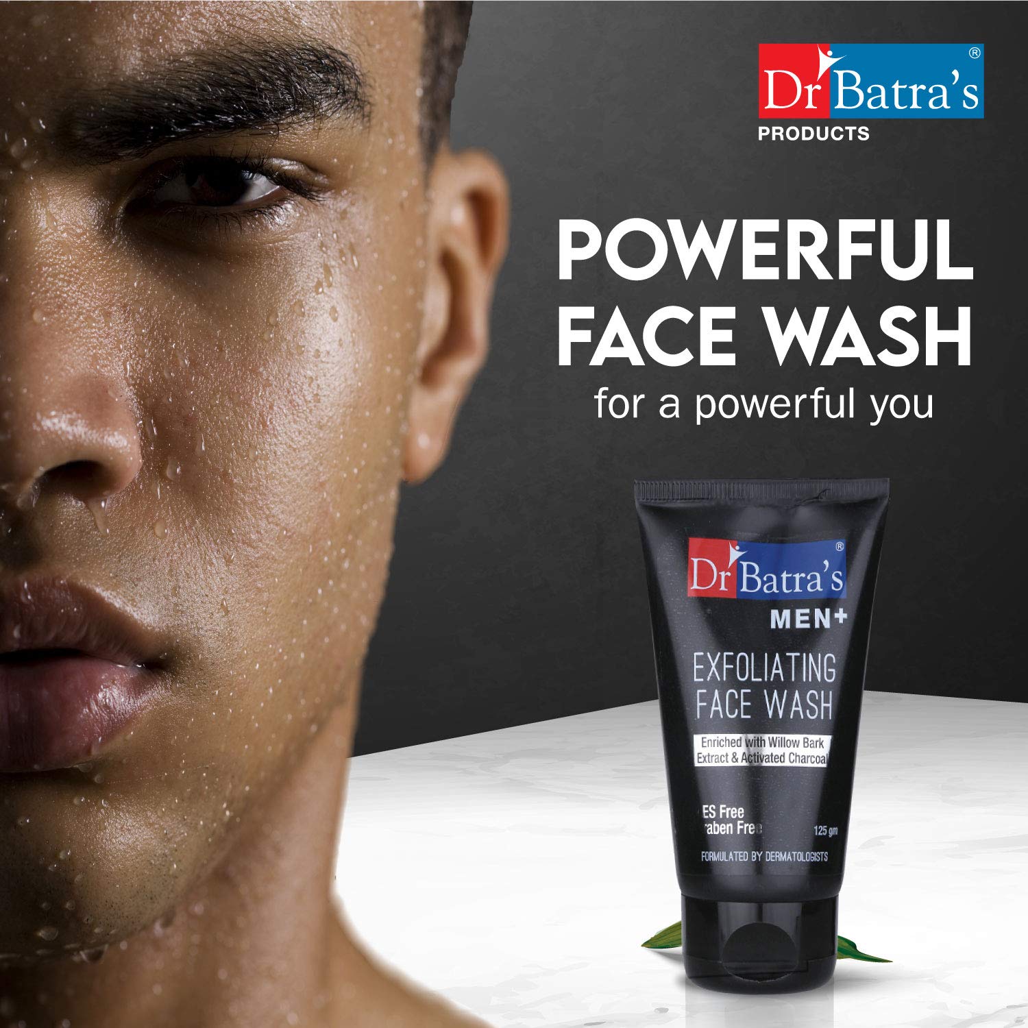 Dr. Batra’s Men Exfoliating Face Wash Deep Cleanse, Glowing Skin With Willow Black Extract