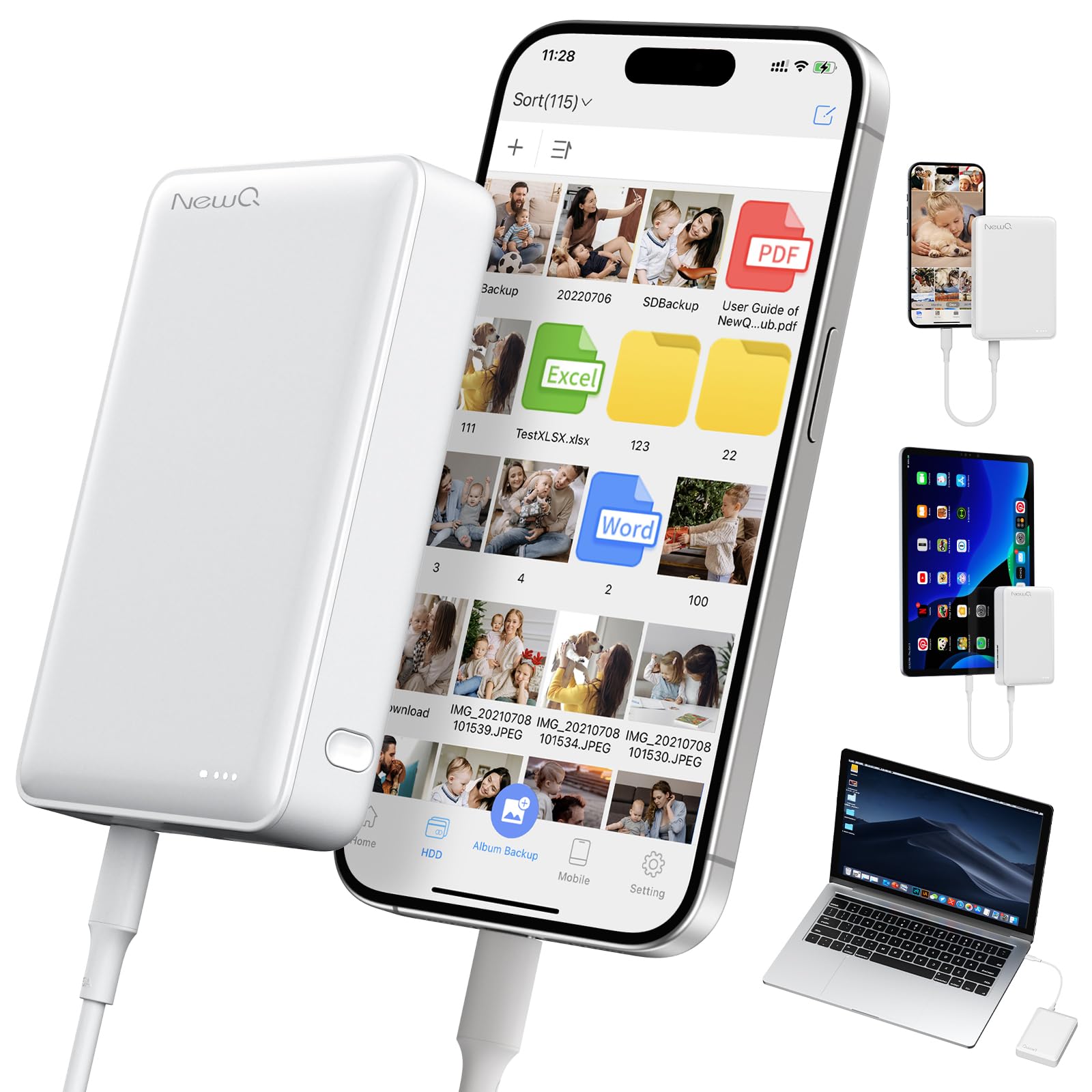 NEWQ Festplatte für Telefon und Computer: USB-Flash-Speichergerät, Foto-Speicherstick für iPhone, für MacBook, kompatibel mit Apple iOS und Android, Handy-Backup, Bilder, Videos usw. (2 TB)