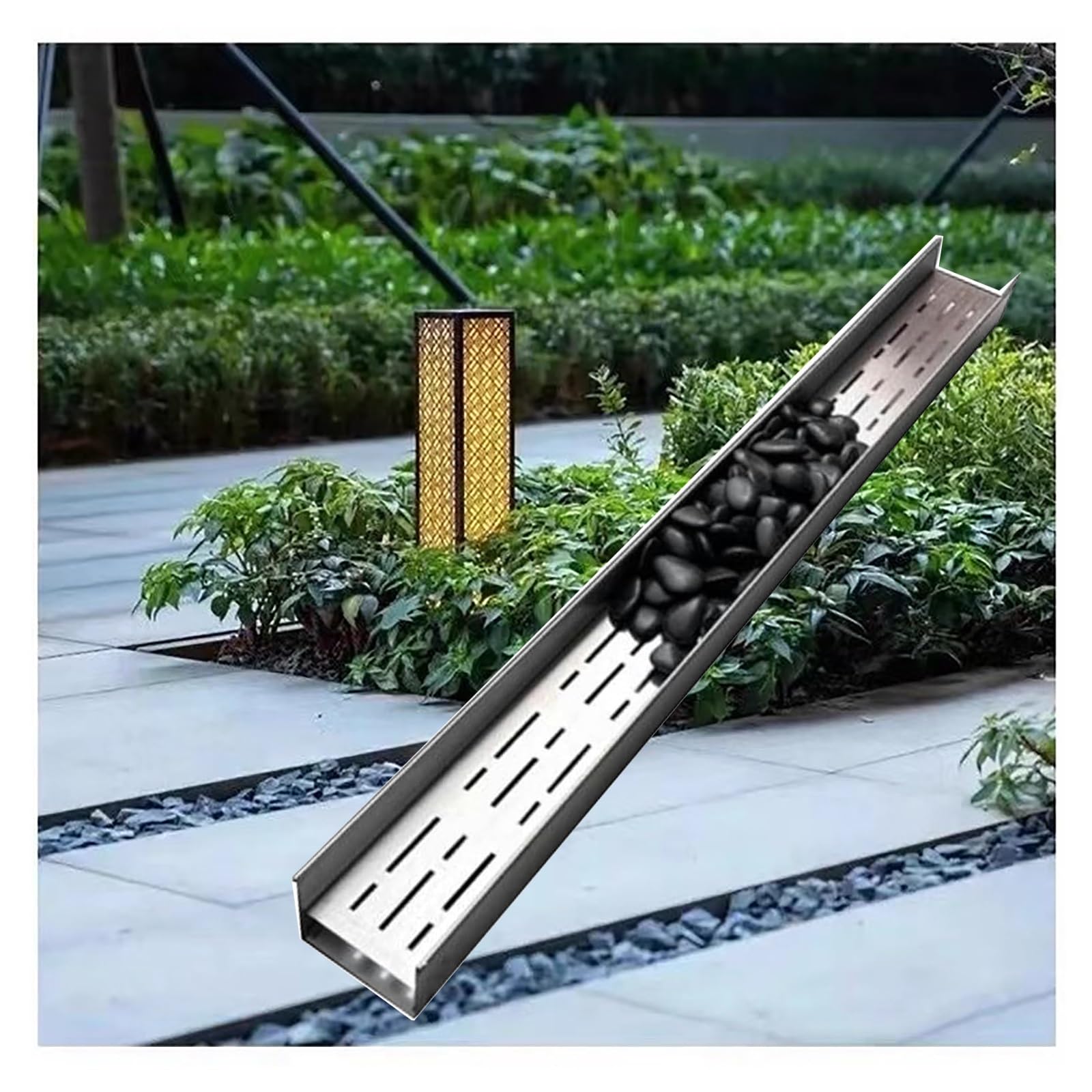 Wytrzymały zestaw odpływowy ze stali nierdzewnej 304, smukły zewnętrzny system odprowadzania wody na podwórko i patio, łatwa instalacja, 10 x 20 cm, odpływ kanałowy