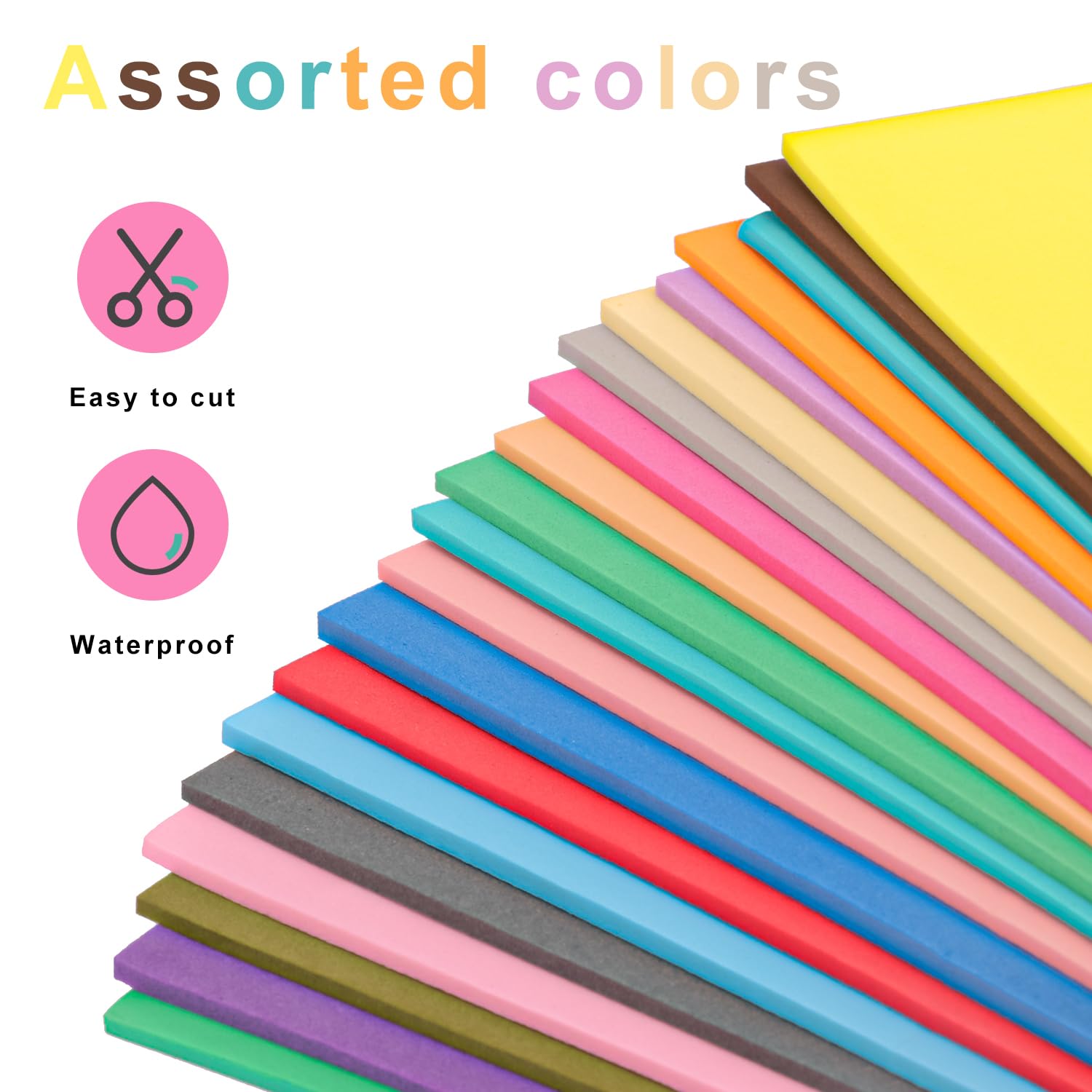 Paquete de 200 hojas de espuma para manualidades, 5.5 x 8.7 pulgadas, paquete de espuma EVA para artes y manualidades, hojas de espuma EVA para manualidades, 20 colores vibrantes para manualidades