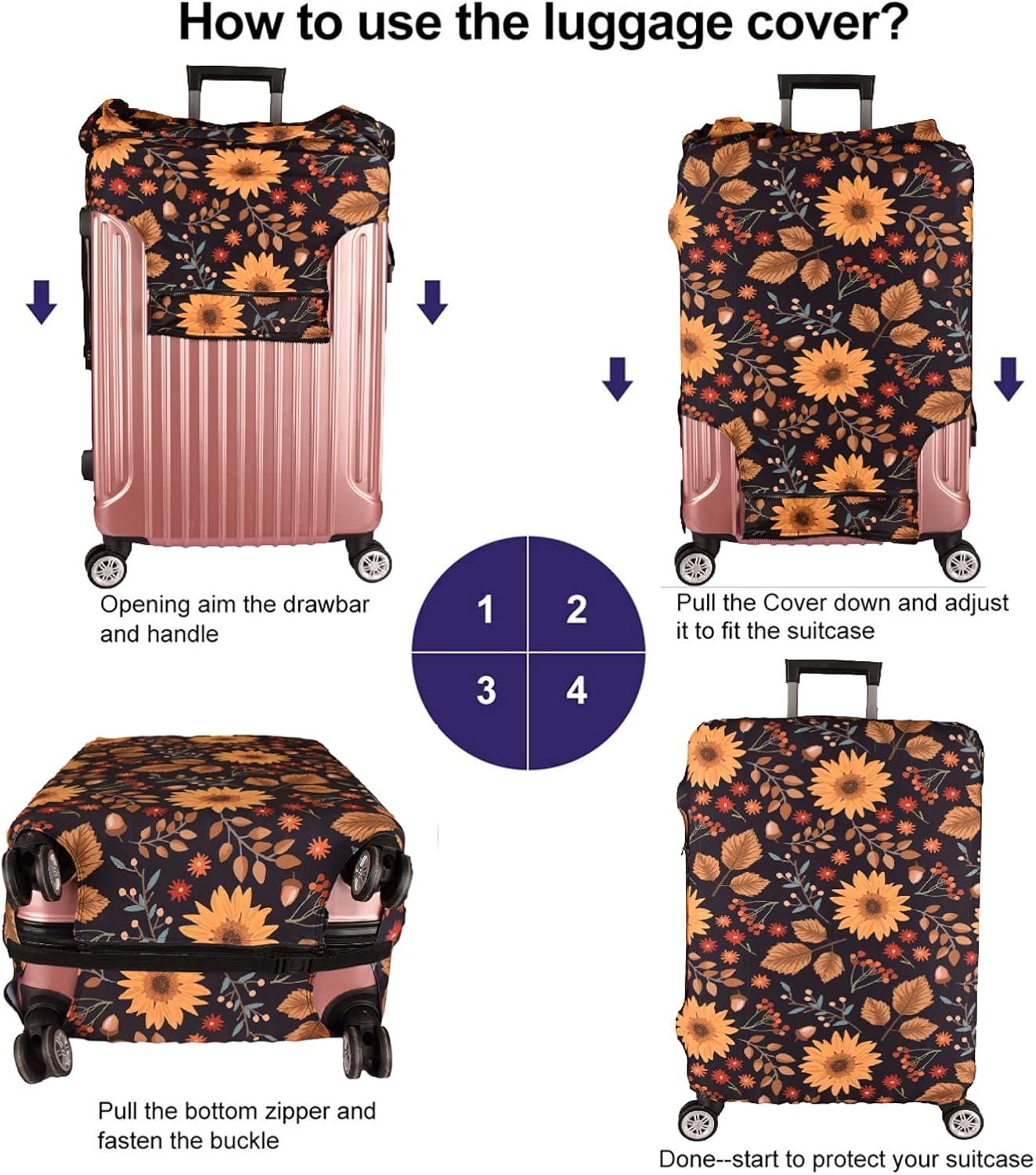 review Suitcase Cover Protectors,28 Inch Luggage Cover for Wheeled Suitcase Travel Elastic Spandex Suitcase Protector