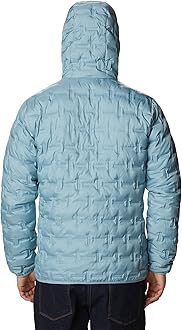 Columbia Men's Delta Ridge Down Hooded Jacket, Hooded Puffer Down Jacket, Stone Blue, Size S