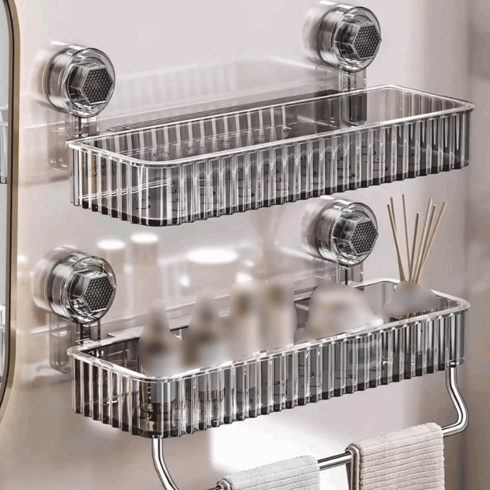 Versatile Mensole da Bagno in plastica Mensole da Bagno a Parete Mensole da Bagno a Ventosa Mensole da Bagno Rimovibili Solido