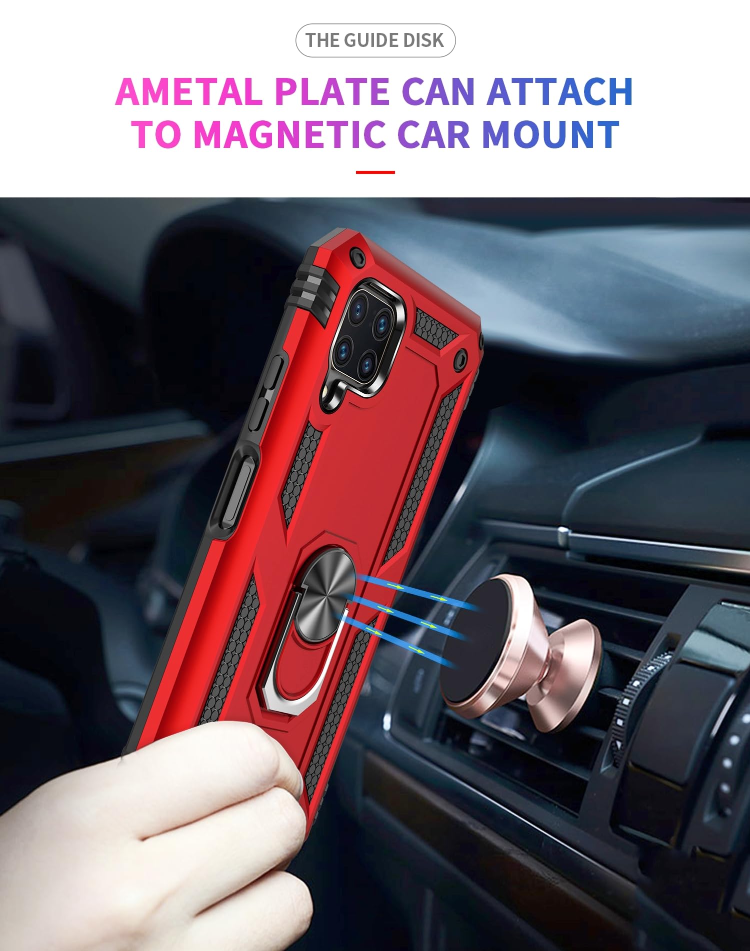 SORAKA Case for Huawei P40 Lite 4G with Ring Holder Soft TPU Slim Fit Case Huawei P40 Lite 4G Case with Metal Plate for Magnetic Car Phone Holder Red