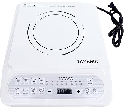 TAYAMA 1500-Watt White Induction Cooktop with 8 Settings
