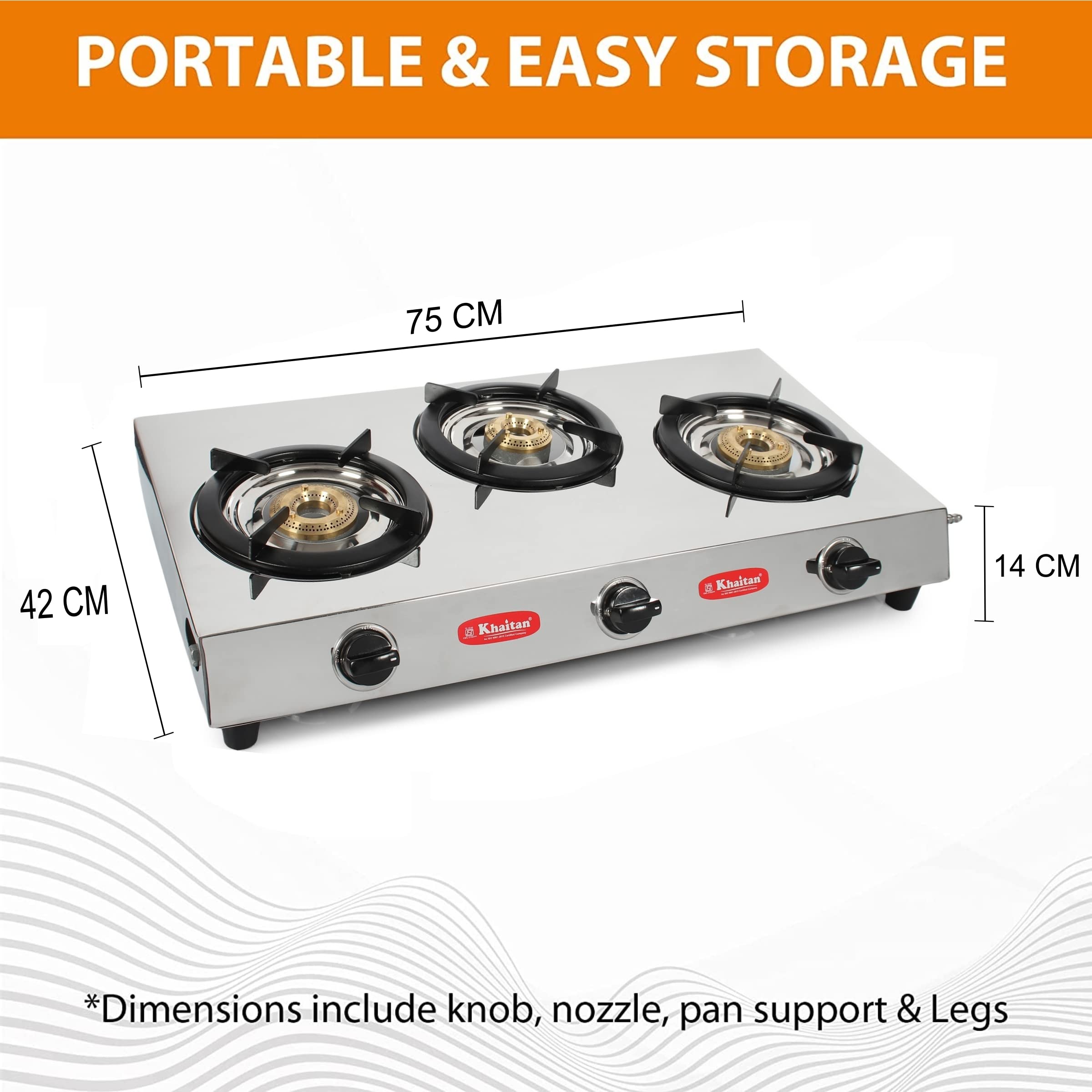 khaitan 3 burner gas stove automatic