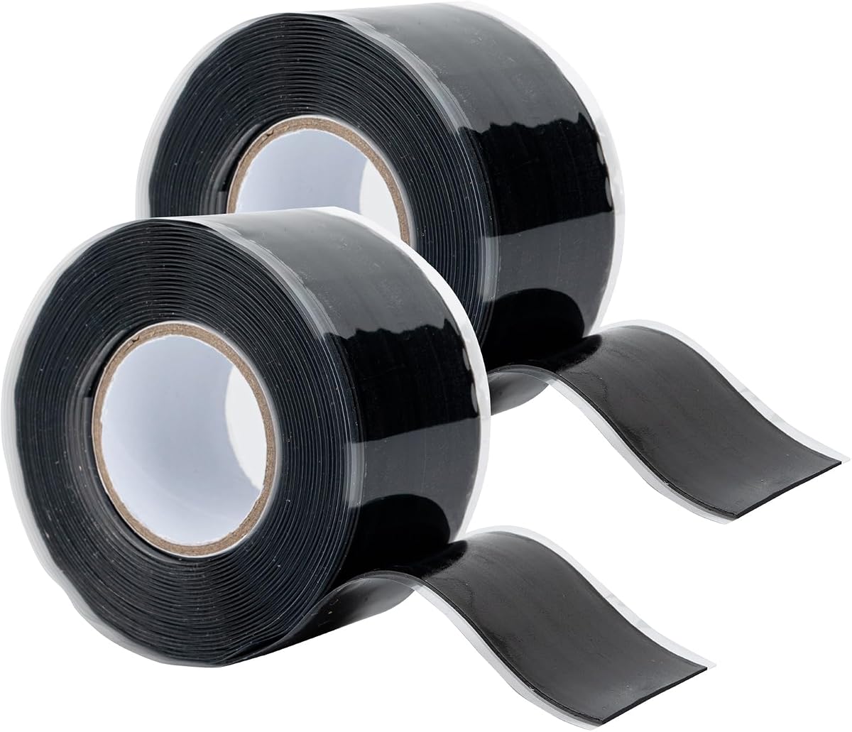 2 Rolls Rescue Tape Self-fusing Silicone Tape 1in(W) x 10ft(L) Waterproof Rubber Tape, Water Hose Leak Seal Pipe Plumbing Hose Repair Tape for Cable Insulating Strech Wrap Seal Black Grip tape