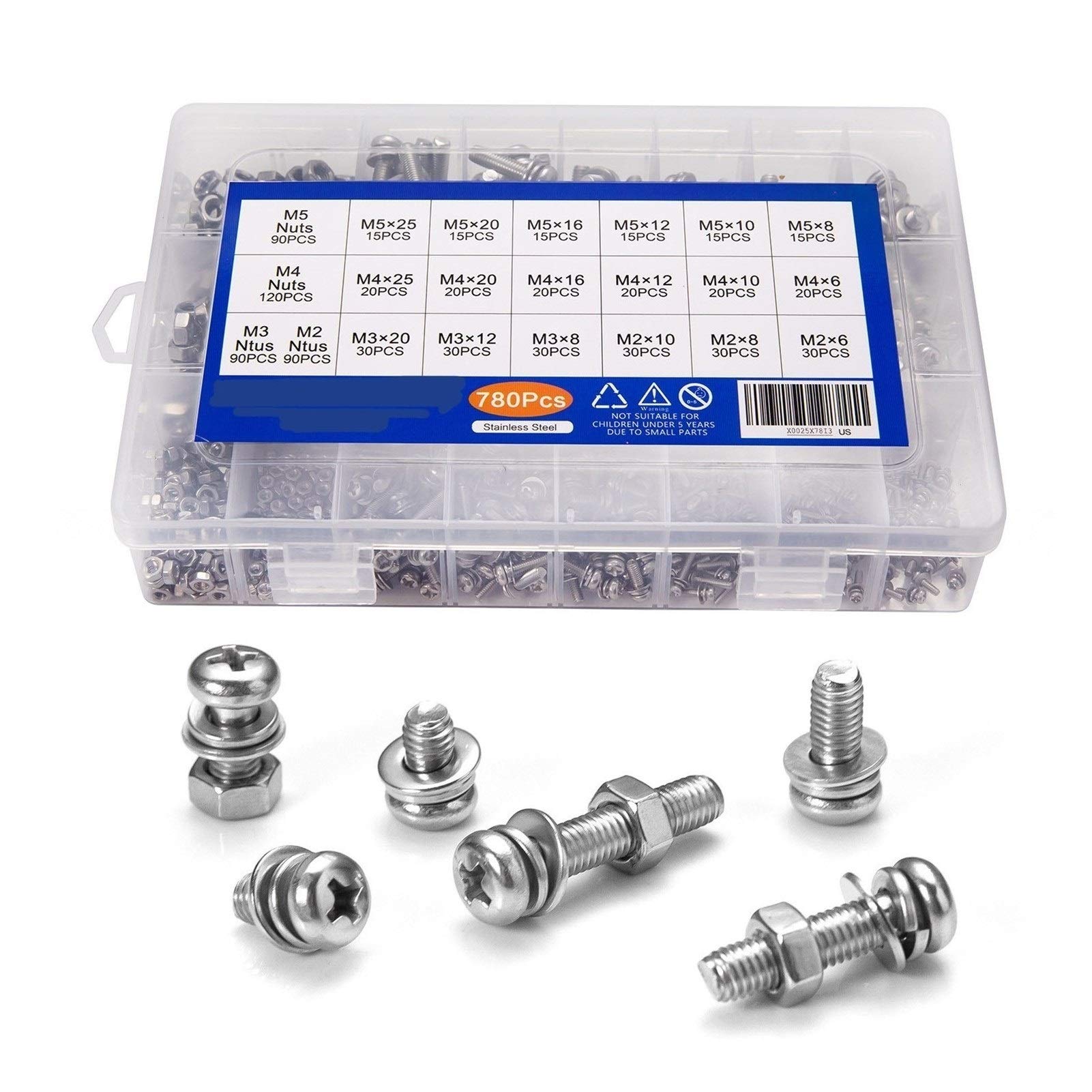 DSMYYXGS M2 M3 M4 M5 Phillips tête Ronde vis Ensemble avec écrou Plat Serrure rondelles Machine vis Assortiment Kit