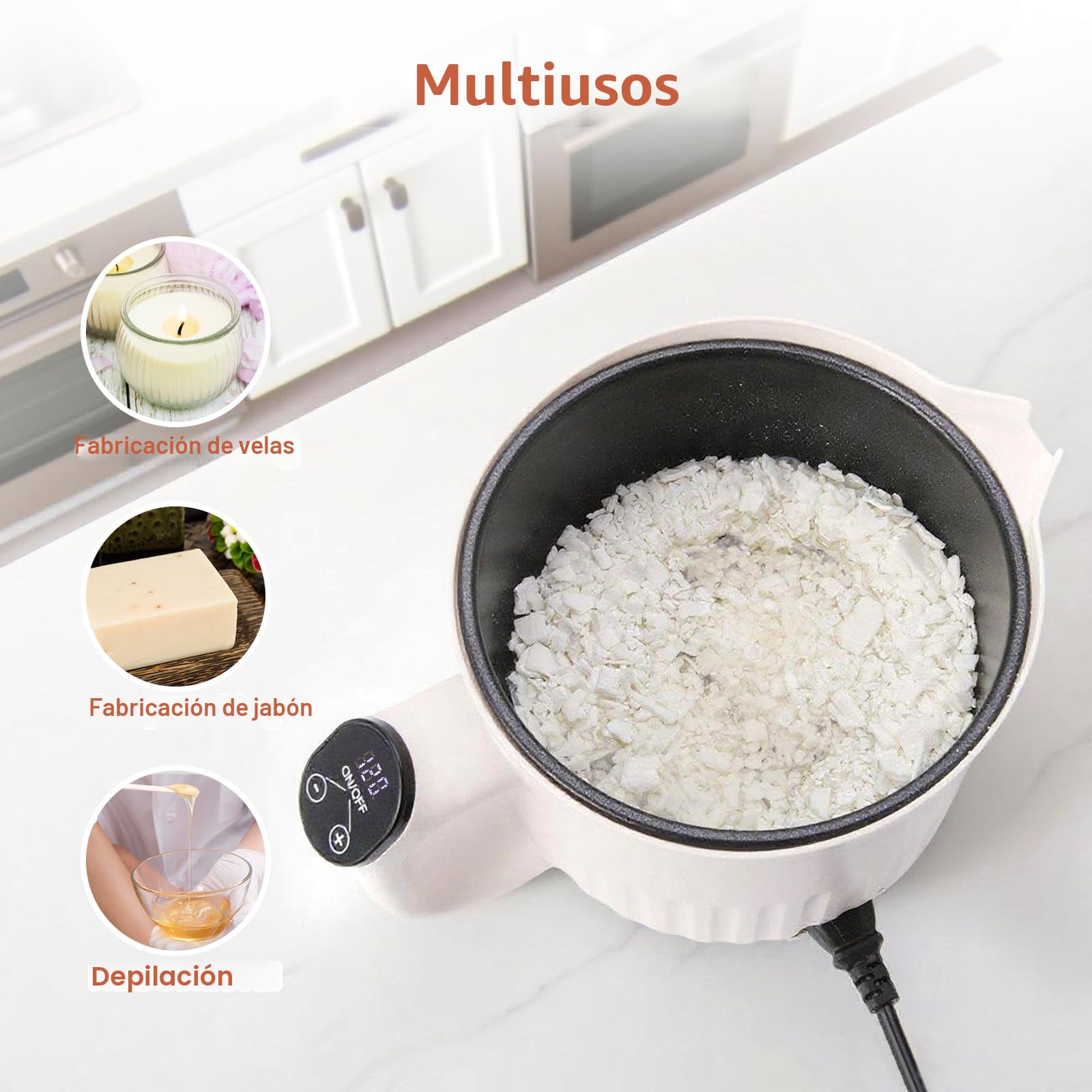 Yuuchail Olla de fusión de cera para pantalla táctil, control digital de temperatura (50 ℃-130 ℃), derretidor de cera eléctrico para hacer velas y jabón con revestimiento antiadherente y vertido