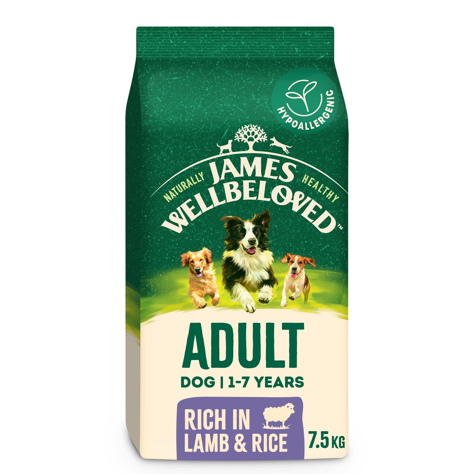 James Wellbeloved Dog Adult Hypoallergenic Dry Food Lamb and Rice 7.5 kg