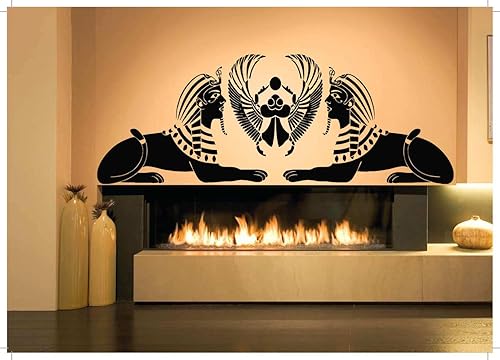 Decoración de pared para habitación, calcomanía de vinilo para decoración de pared, diseño de esfinge egipcia, Dios grande, AS1133 disponible en Yaxa Peru