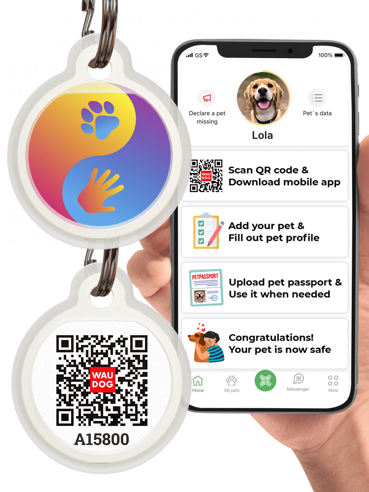 Dog Tags for Pets - Silicone QR Code Pet ID Tags for Dogs & Cats - Silent Dog Name Tag and Cat Name Tag for Your Pet - Puppy Name Tag for Dog Collar - Dog Identification Tags (Ying Yang)