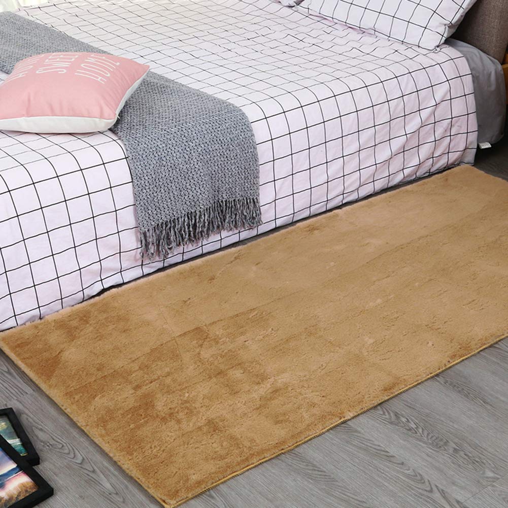 JQDZX Dywan ze sztucznej owczej skóry, z wysokim runem, super miękki, dywanik na łóżko, na sofę, do salonu, sypialni (camel, 200 x 250 cm)
