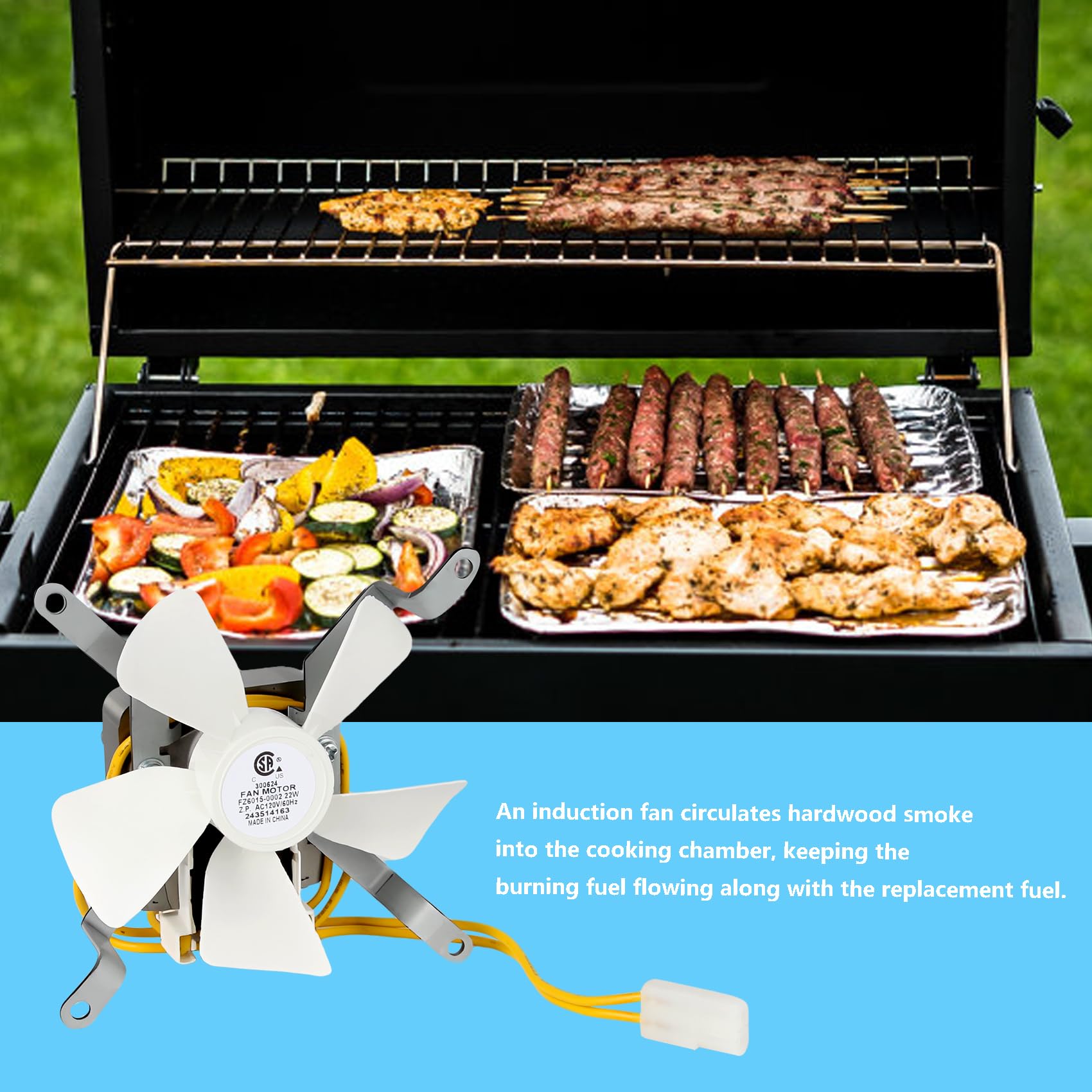 Subody Cldkz Kit de ventilador de inducción de repuesto, motor de ventilador de inducción mejorado, ventilador de inducción de parrilla resistente a altas temperaturas, ventilador de combustión para