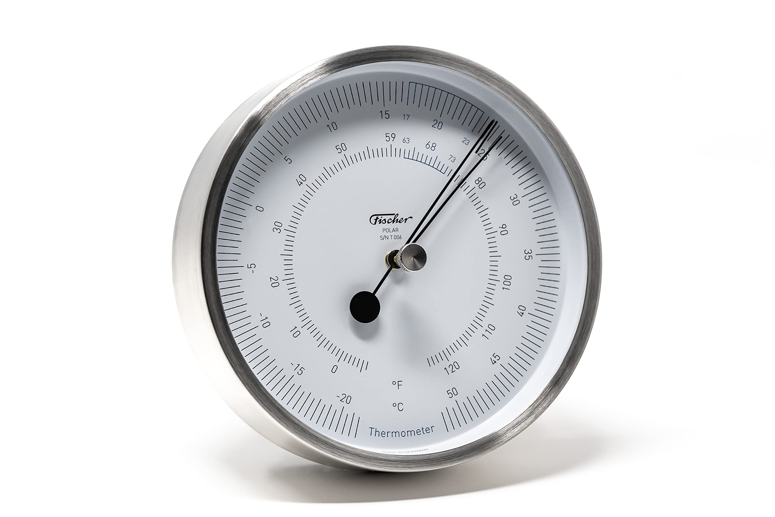 Fischer 1608T-01 - Termómetro polar, Celsius y Fahrenheit, acero inoxidable | Termómetro bimetálico, 133 mm de diámetro, fabricado en Alemania