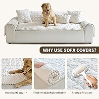 Vista 6 de Fundas de Reposabrazos de Sofá Antideslizantes, Funda Lavable de Respaldo de Sillón Suave, Fundas Gruesas y Peludas para Reposabrazos de Sofá, Beige