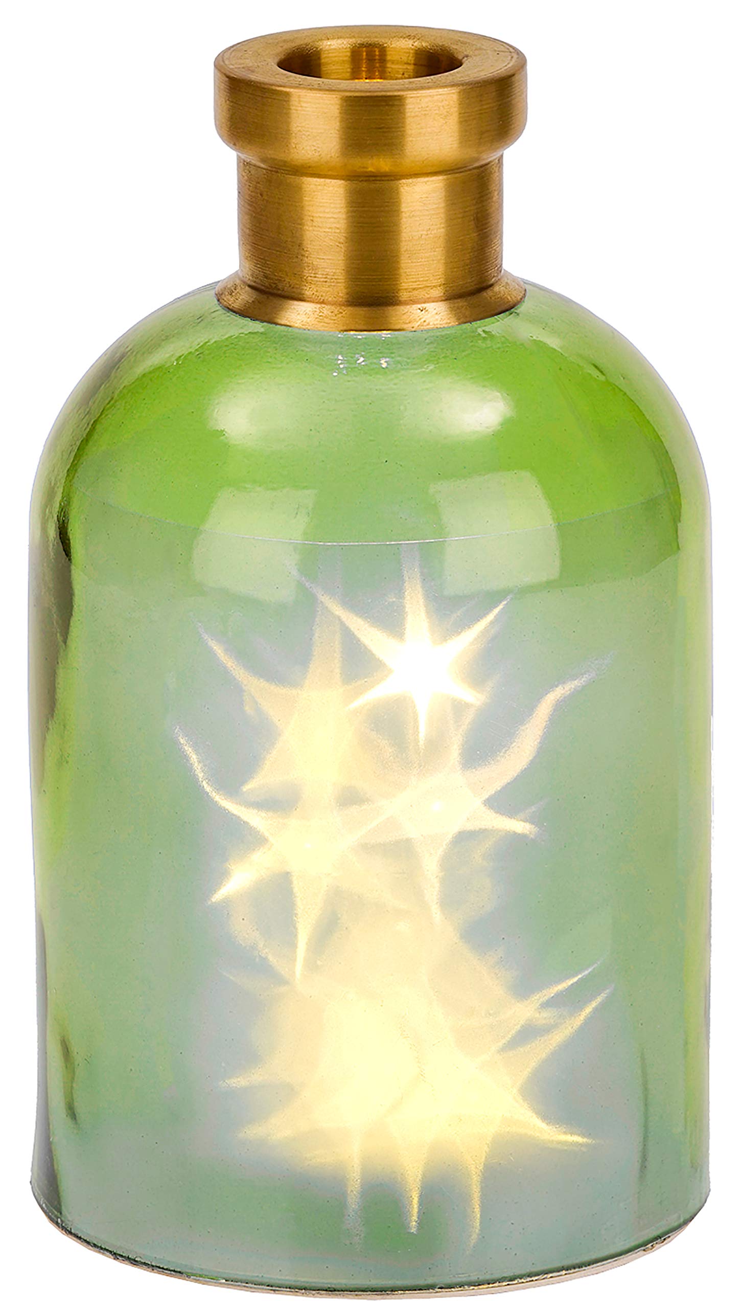 BRUBAKER Bouteille Lumineuse 'Magie' – 10 Étoiles LED – Hauteur 24 Cm – Ambiance Enchantée Laiton/Bleu – Idée Cadeau Magique !