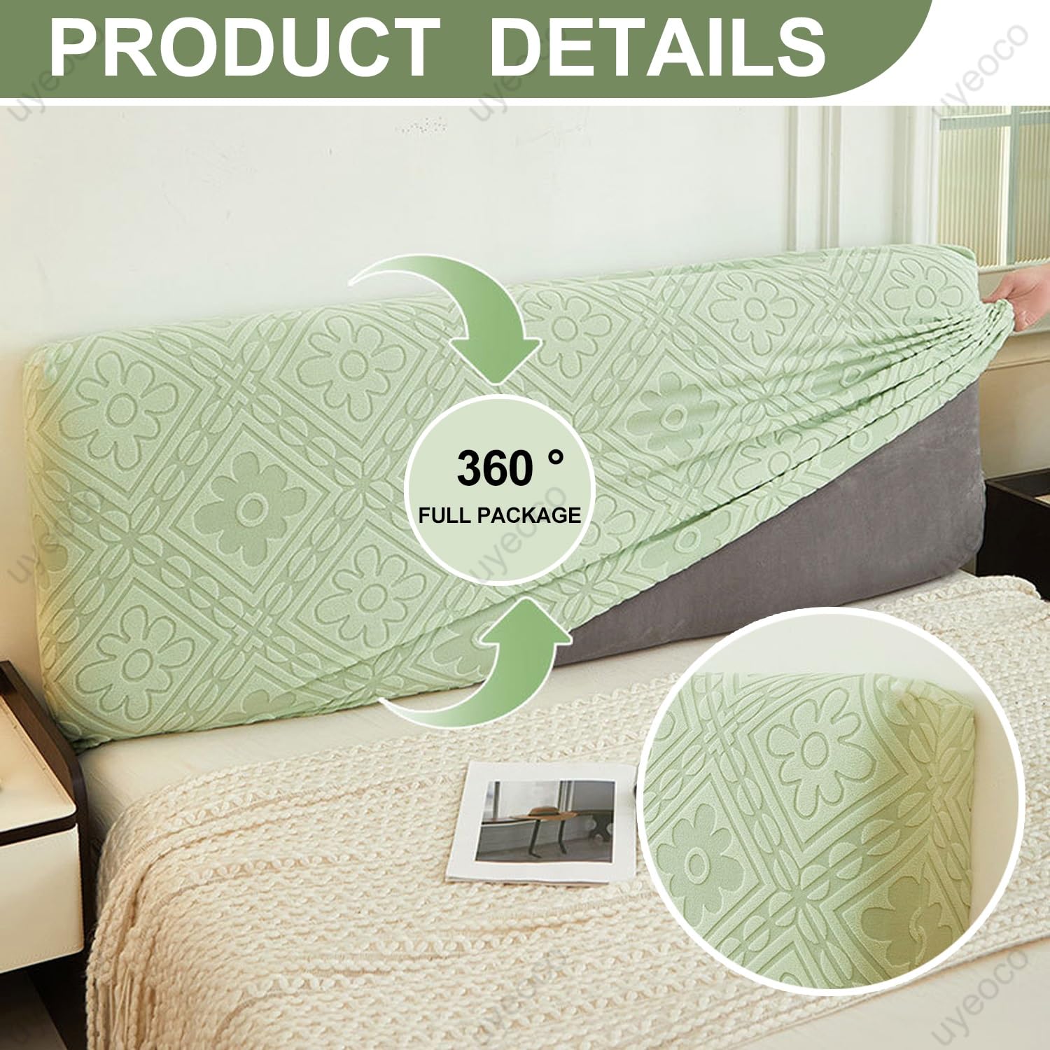 Copritestata x letto Matrimoniale/Singolo Copertura per Testiera per Letto Fodera Elastica Premium Protezione Copri Testata Letto 180/150/200cm Testata Cover Lavabile per Decorazione Camera(A1,200cm)
