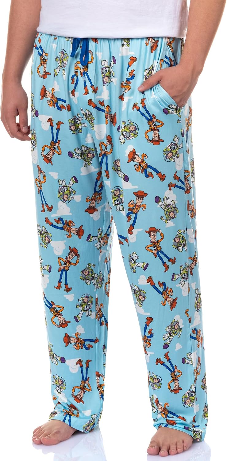 Seven Times Six Toy Story Pajamas Men's Woody & Buzz Lightyear Cloud All-Over Print Sleep Lounge Pants