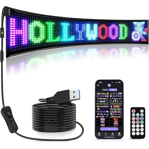 Rayhome Large Programmable LED Sign, 37''x8'' Flexible Indoor LED Store Sign with Remote, Scrolling Bluetooth APP Control Custom Text Pattern Animation digital Display for Store School Hotel