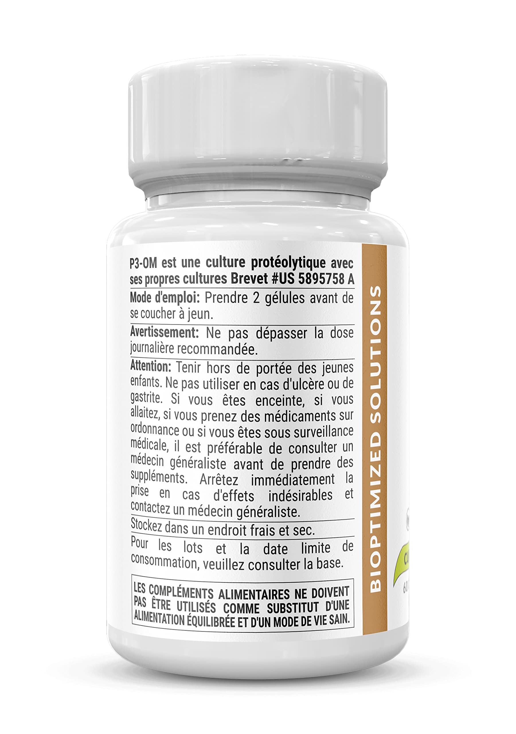 BiOptimizers P3-OM Prébiotiques Probiotiques | 60 Gélules Végétaliennes | Protéolytique | Lactobacillus Plantarum: Digestion Et Système Immunitaire | Soulagement Des Ballonnements