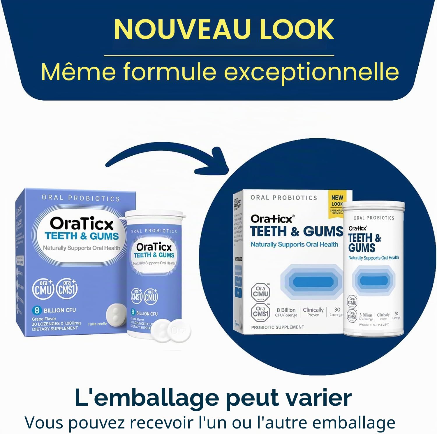 OraTicx Probiotique dentaire pour dents et gencives, soutient naturellement la santé bucco-dentaire et l'immunité, supplément de probiotiques oraux 8 milliards d'UFC, saveur raisin 30 pastilles 1