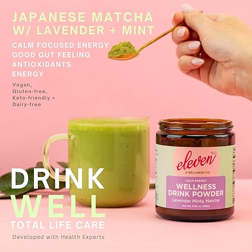 Miniatura 5 de eleven TLC  Mezcla de bebida japonesa matcha matcha premium de lavanda menta  Energía tranquila  L'teanina  Vegano  Apto para dieta cetogénica  21