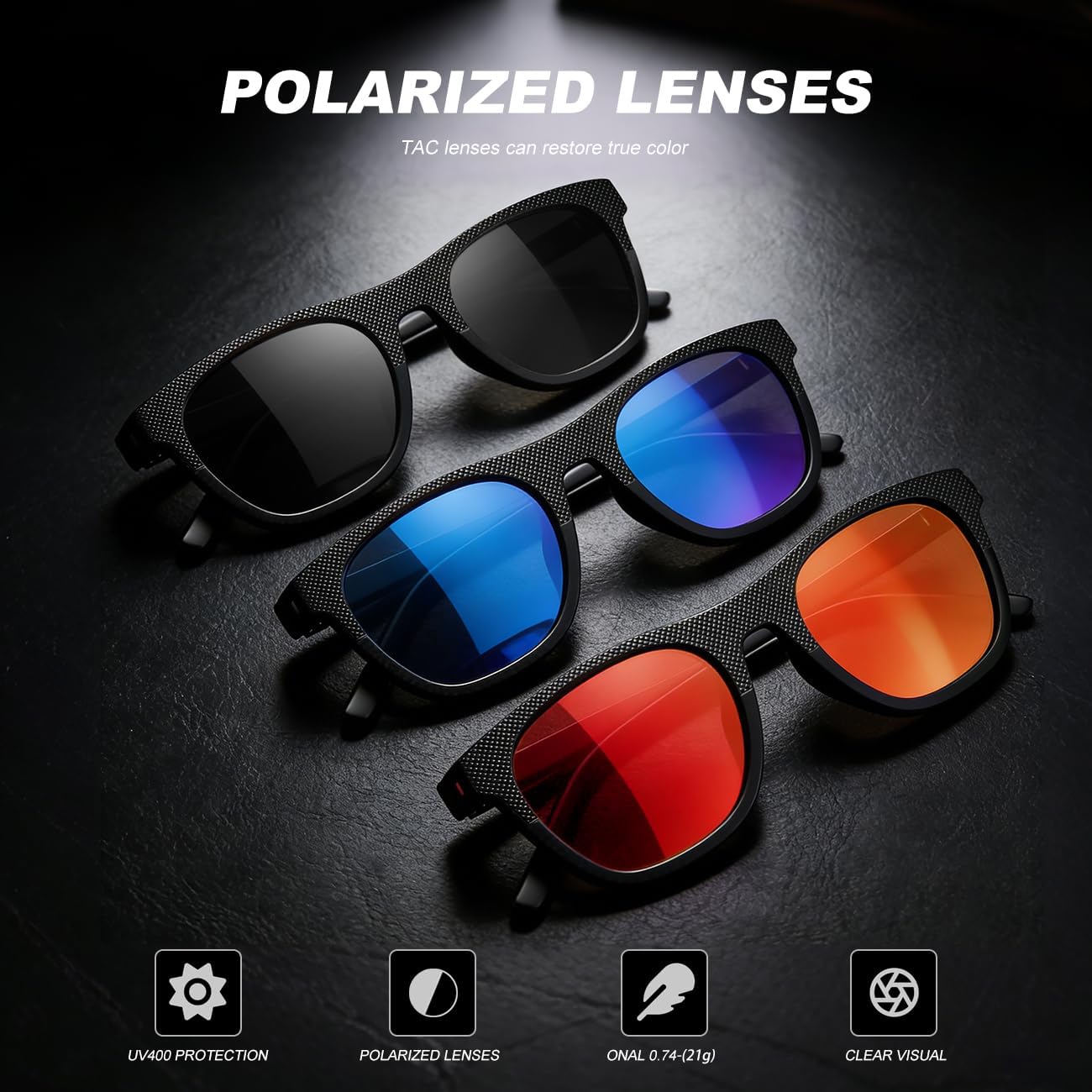 3 Pack Polarized Sunglasses for Men Women, Lightweight UV Protection Sports Sun Glasses for Driving Fishing Golf - Image 5