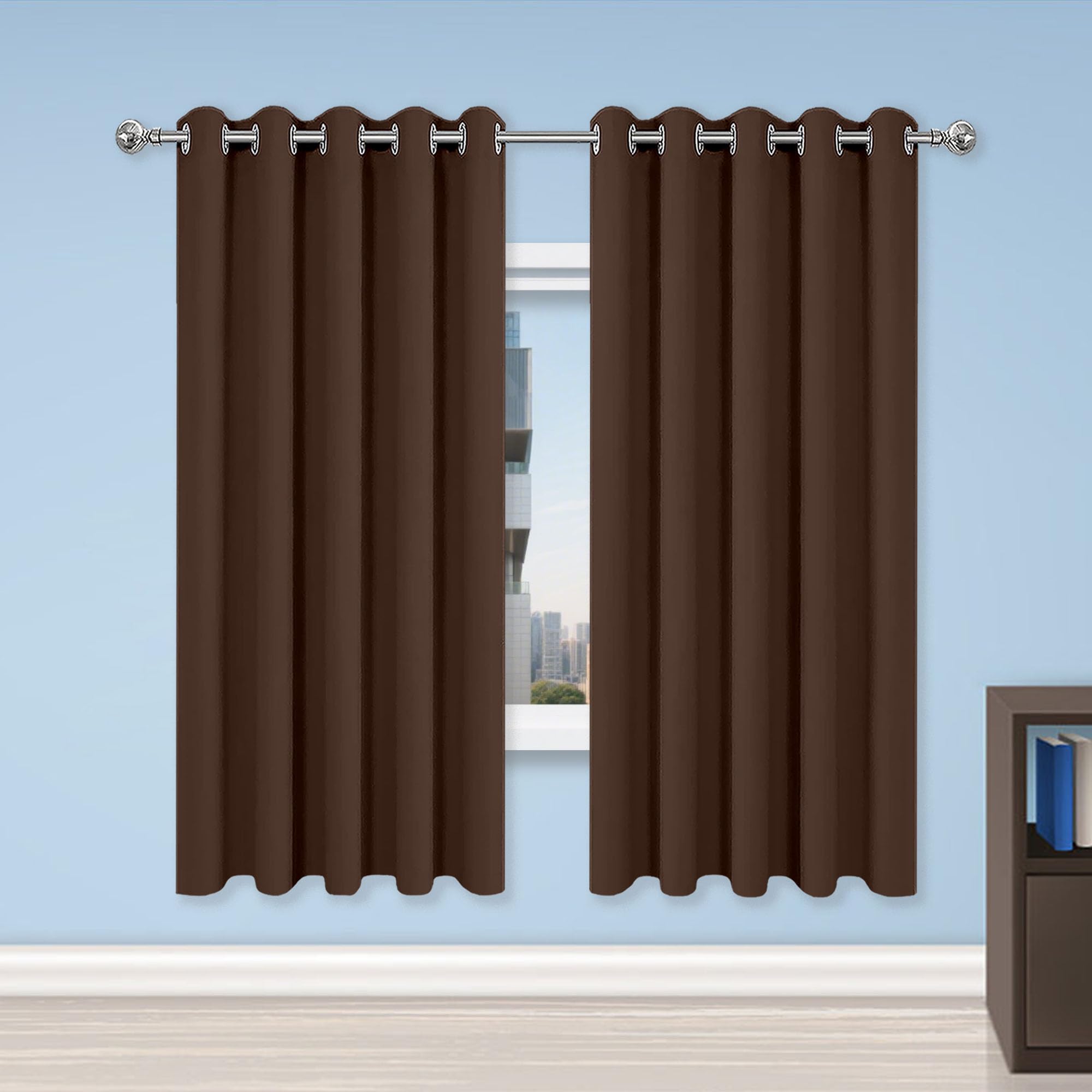 Lot de 1 Rideaux à Oeillets 200 x 230 cm Isolant Thermique Anti Froid Rideau Thermique Isolant Anti Chaleur Design Moderne à Oeillets pour Toutes Les Saisons, Chambre, Brun