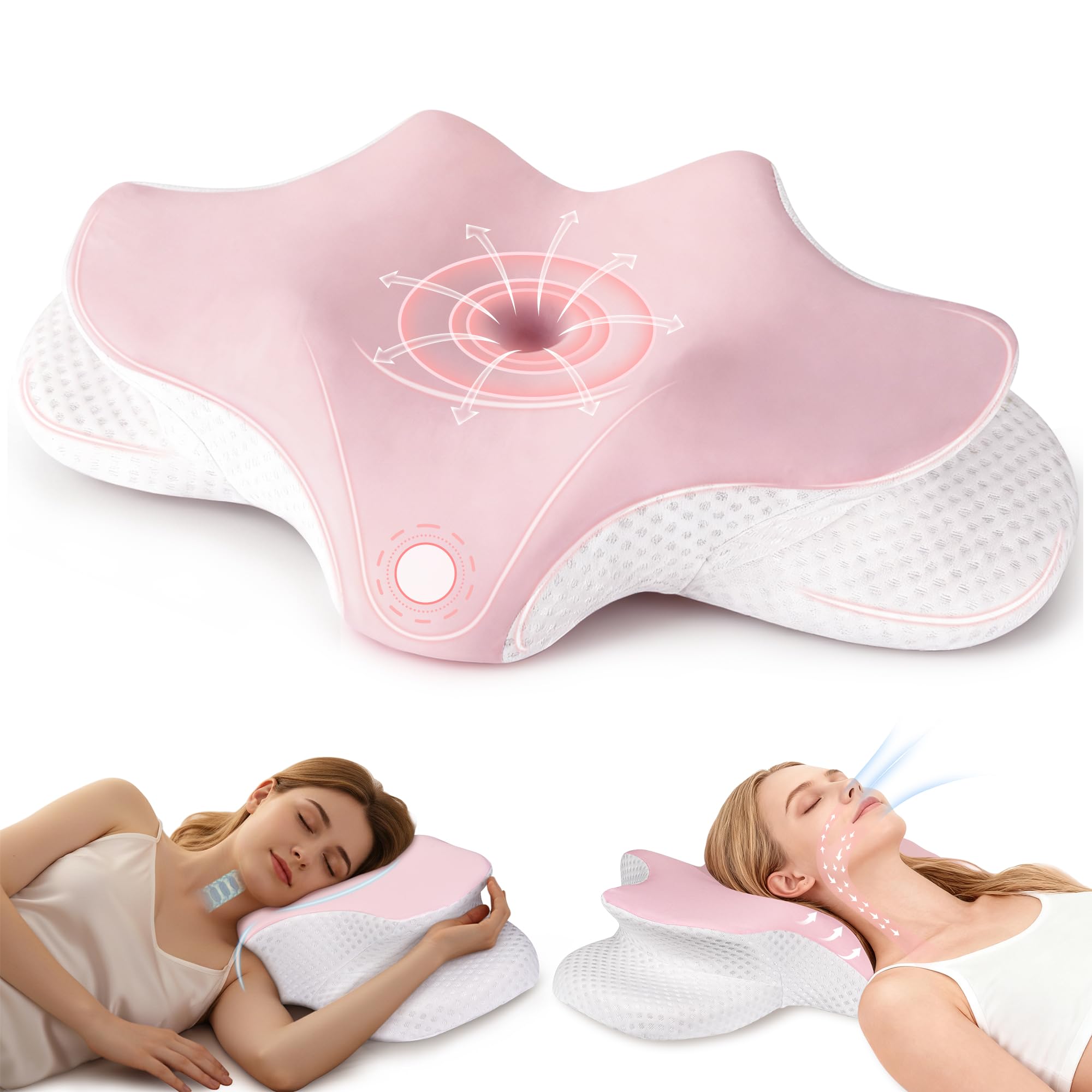 Cervical Neck Pillow for Pain Relief Ergonomic Contour Pillow for Sleeping 2 Heights Cooling Pillow for Neck and