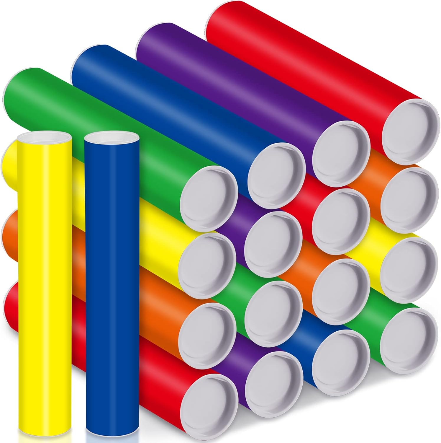 24 Pieces Colorful Mailing Tube with Caps Poster Document
