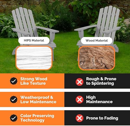 Miniatura 6 de PolyTEAK Juego de 3 sillas plegables Adirondack con mesa auxiliar, muebles de patio al aire libre para porche, patio, hoguera, colección clásica