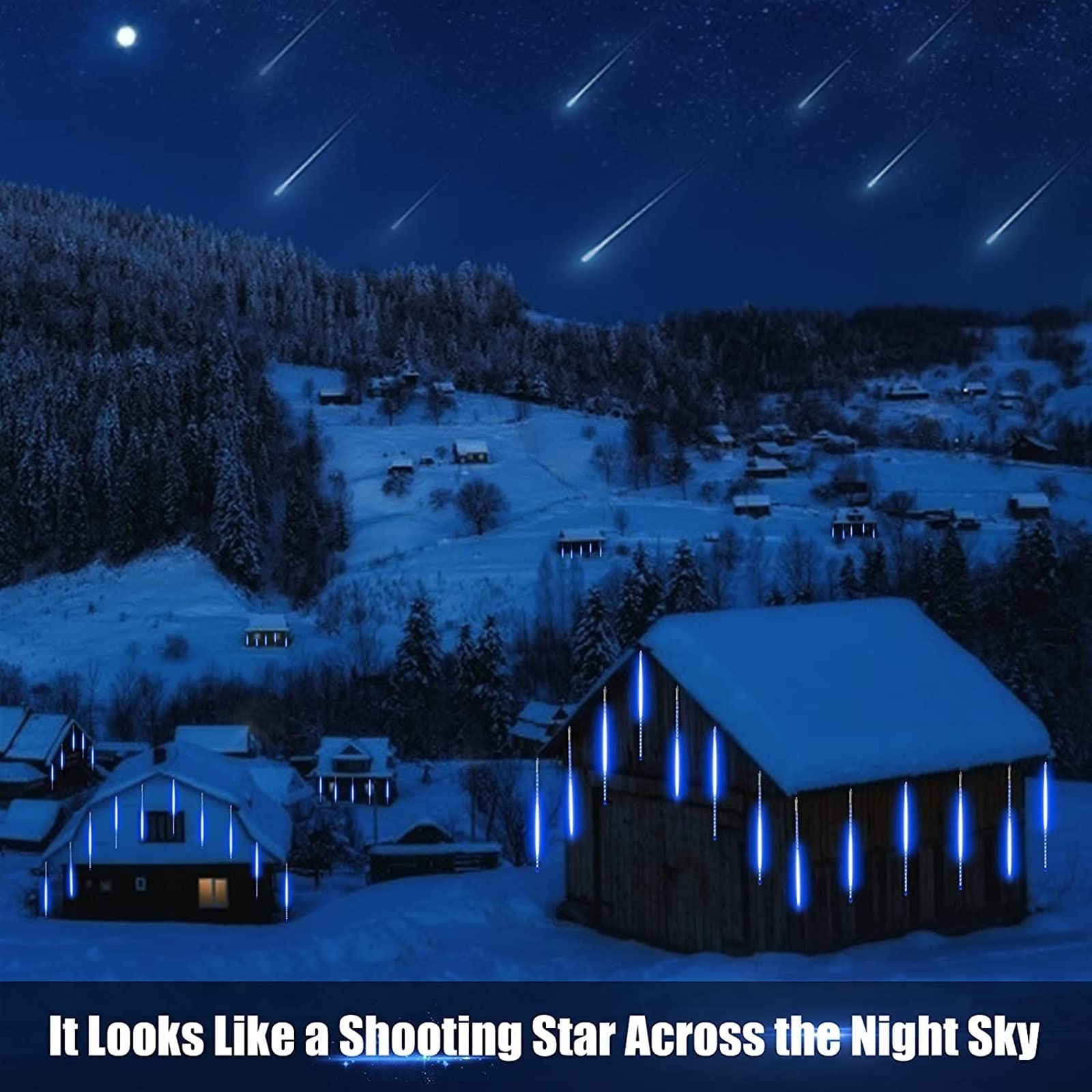 SCOZIA Luces LED de Cadena Que Caen Nieve 80 cm 10 Tubos 720 LED IP65 Luces LED Impermeables para Nevadas Luces de Lluvia de meteoritos mejoradas para decoración navideña, Bodas, Fiestas, Rosa