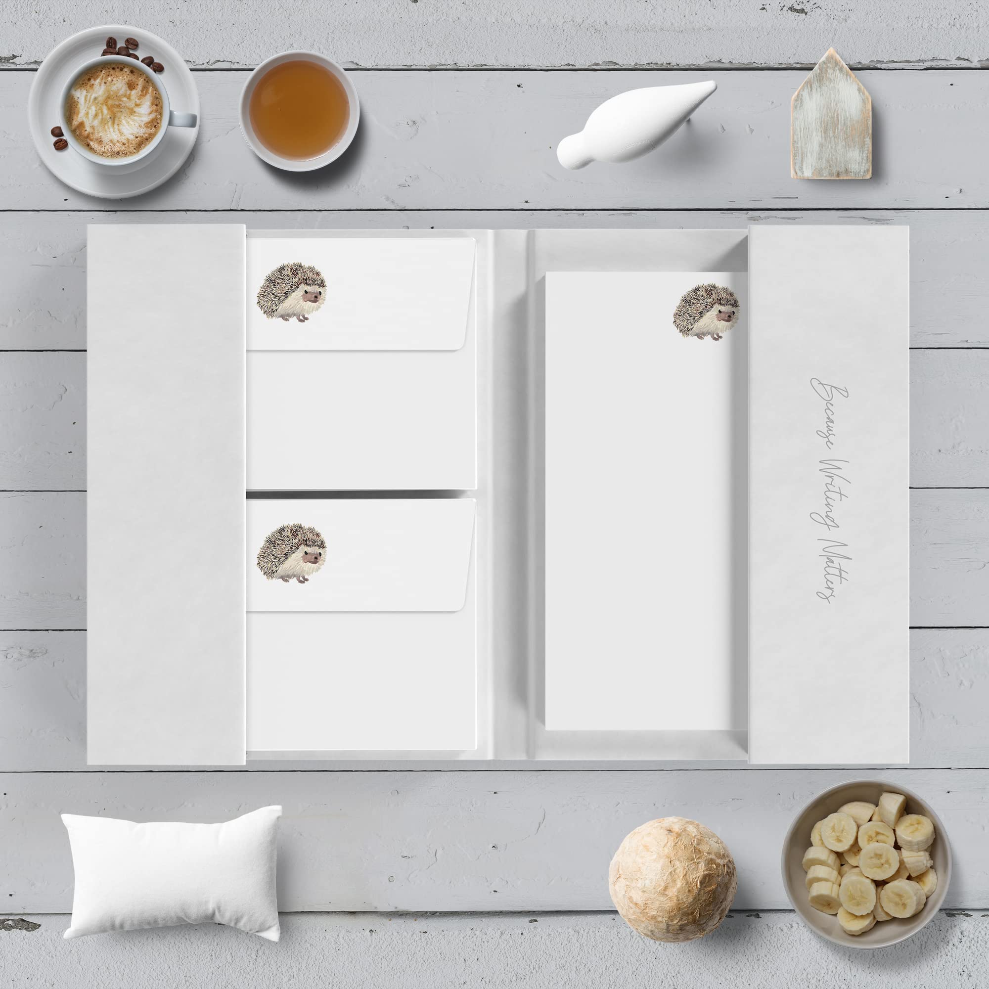 Me Loovely Hedgehog Letter Writing Paper and Envelopes Set Animal Stationery Supplies A5 Size Papers Set for Office Home & School | (Pack of 20 with Folder)