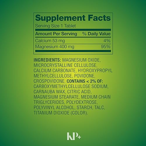 Miniatura 5 de KP+ Spring Valley Óxido de magnesio 400 mg 250 tabletas Apoya la salud ósea, nerviosa y muscular Suplemento de magnesio extra fuerte Paquete de 2