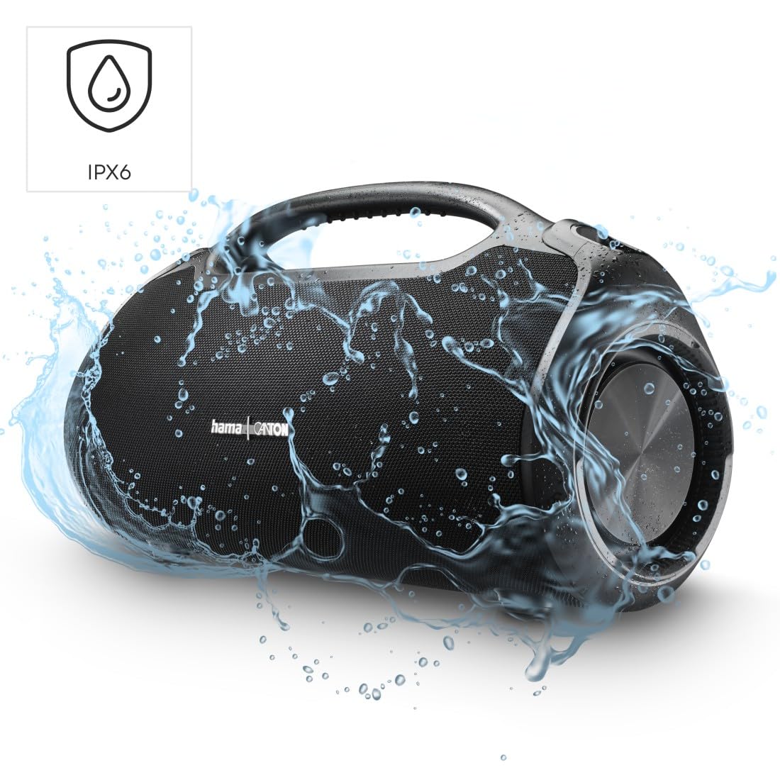 Hama Bezprzewodowy przenośny głośnik Bluetooth Ultimate Pro, mocny 120 W, 24-godzinny czas ładowania, wodoodporny głośnik IPX6, pyłoszczelny, wbudowany power bank USB-C, czarny