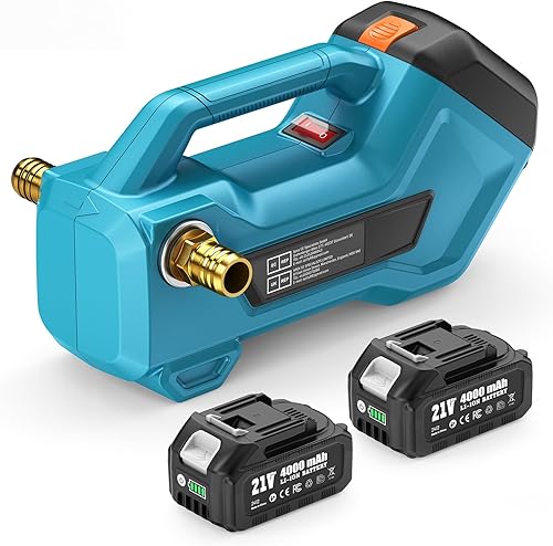 Seesii Bomba de transferencia de agua inalámbrica, batería recargable autocebante de 760 GPH de 2 × 4000 mAh, bomba eléctrica portátil para RV,