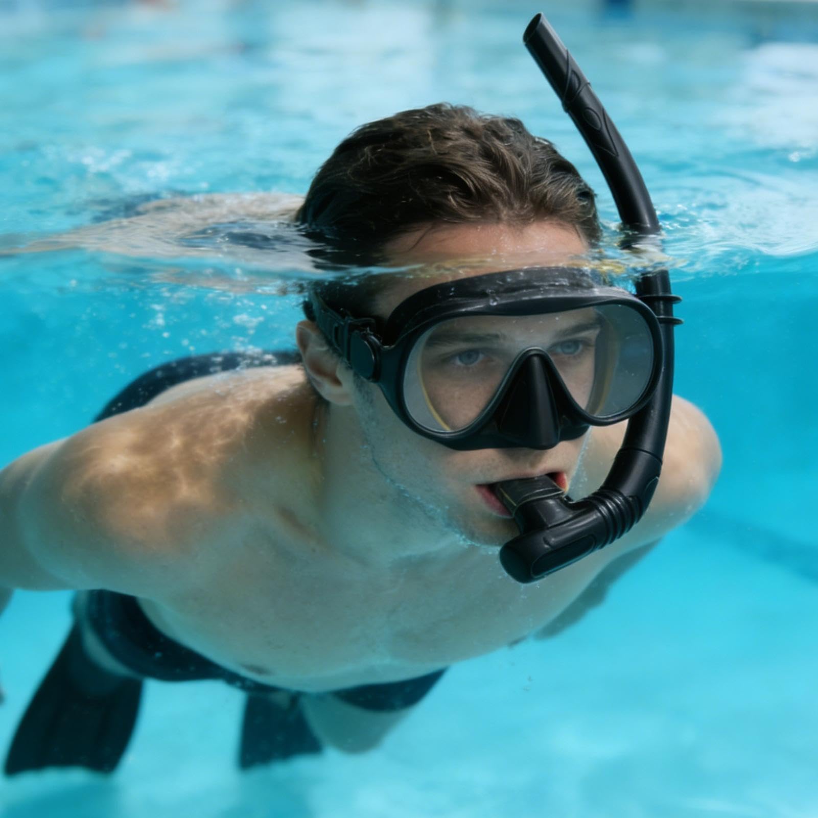 Equipo de snorkel para adultos, gafas de natación panorámicas, con caja, correa ajustable, máscara de buceo plegable, para mujer, hombre, entrenamiento de natación, vacaciones en la playa