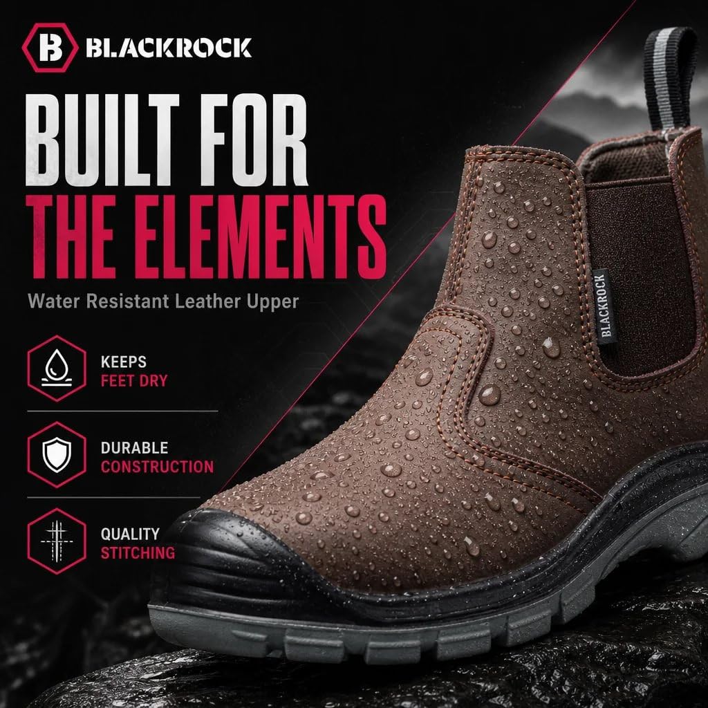 Blackrock Pendle Brown S3 wodoodporne lekkie niemetaliczne buty ochronne dla dealerów, antystatyczne skórzane buty ochronne z kompozytowym noskiem i ochronną podeszwą środkową, bezpieczne buty robocze
