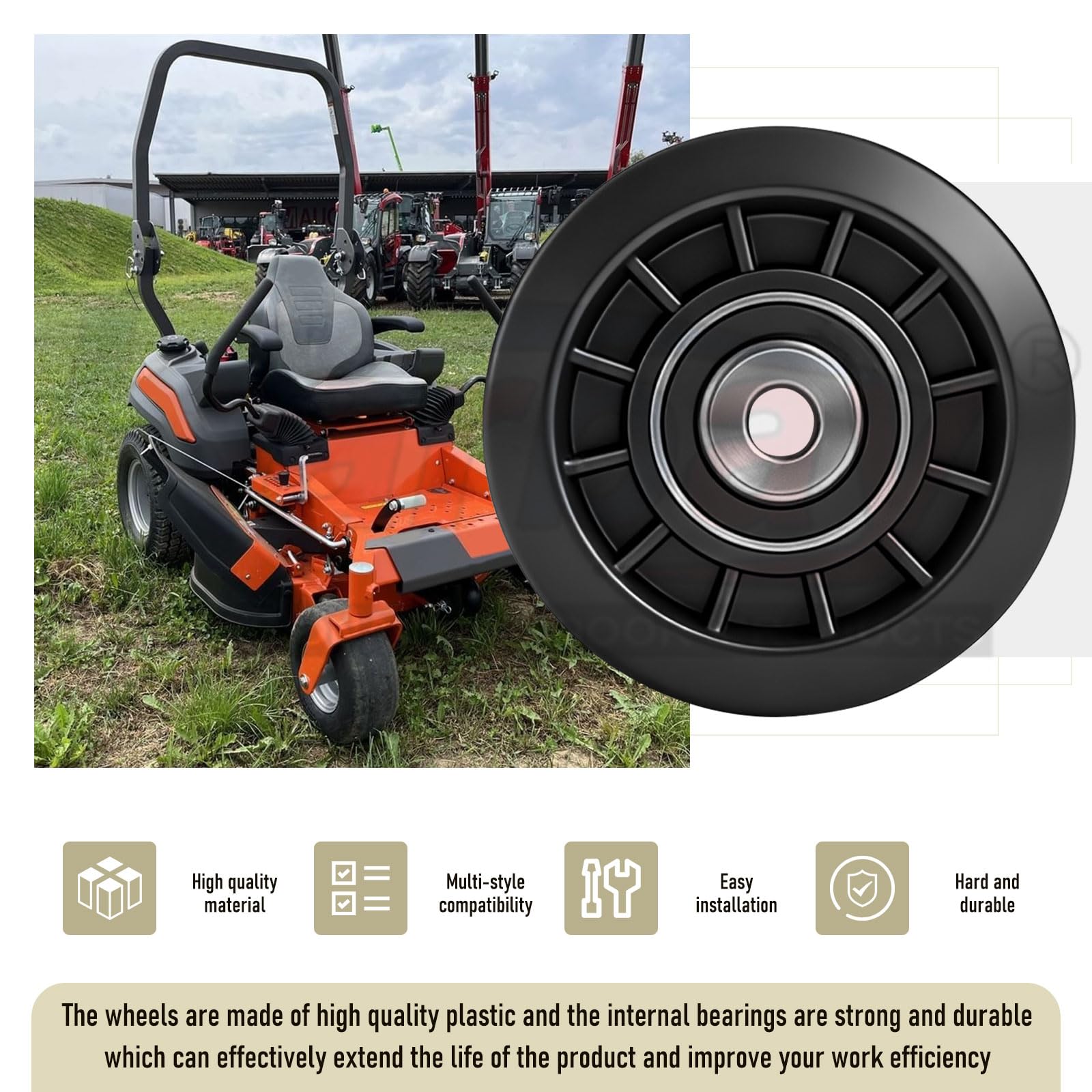 Karbay 539110311 - Polea tensora de repuesto para tractor de césped compatible con Husqvarna Craftsman Poulan cortacésped de giro cero 14259 84005748-3/8 pulgadas ID y 3-1/2 pulgadas OD (paquete de 1)