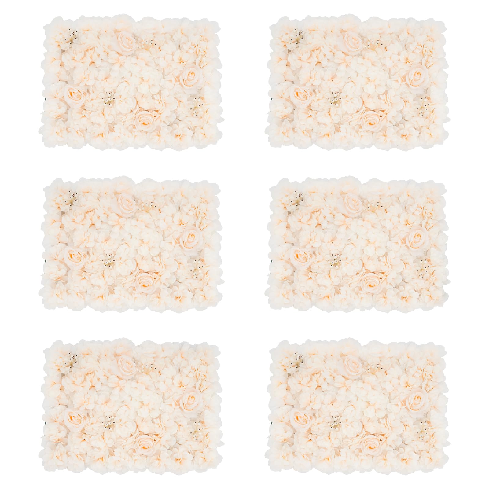6 Stück Künstliche Blumenwand Rosenwand Hintergrund HochzeitKunstblumen Panel DIY, für Hochzeit Party Heimdekoration Gärten Wohnzimmern, Balkonen, Hintergründen Hochzeitsfotos Dekor, 40x60cm