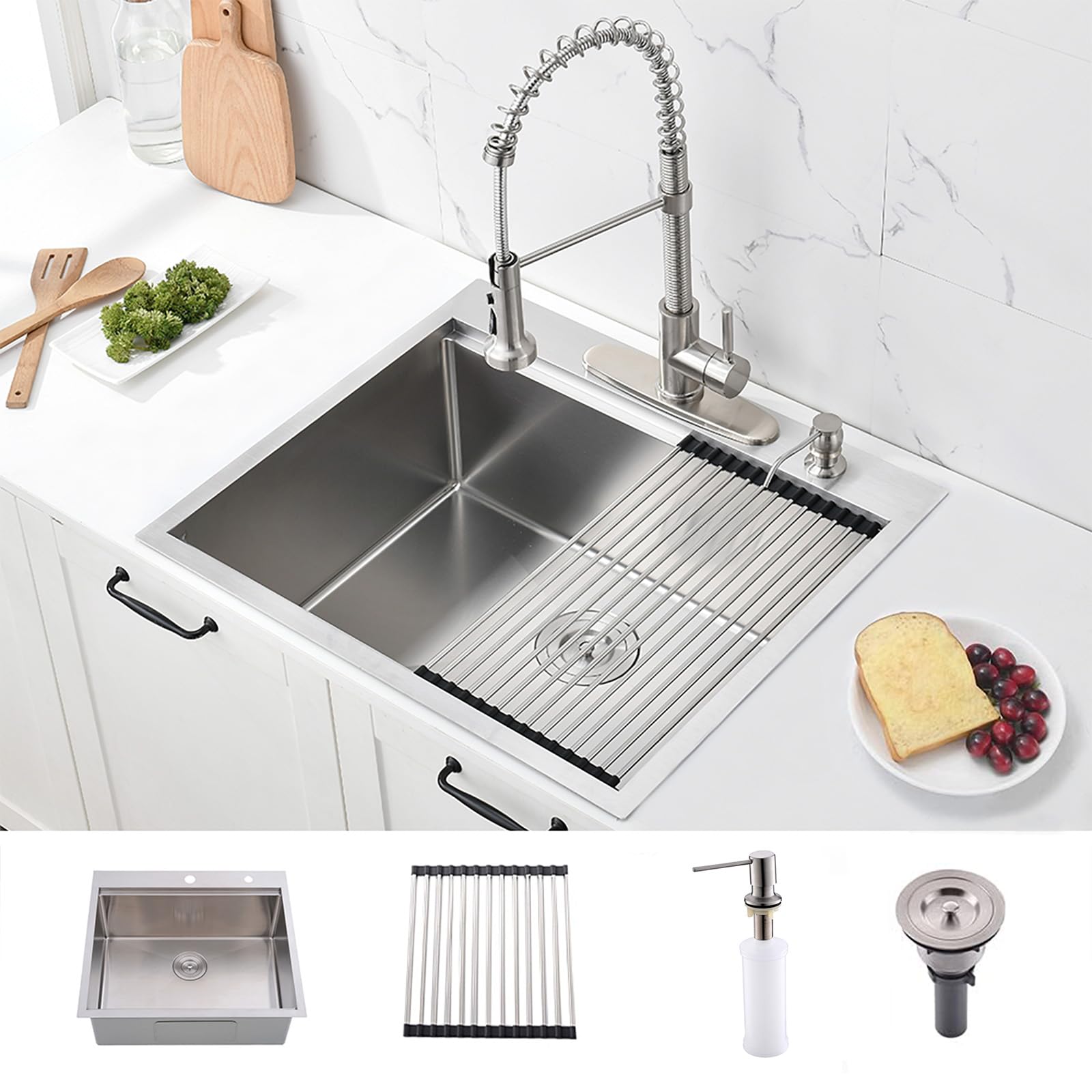 Lavello Cucina Acciaio Inox 304 - 1 Vasca 55x45cm Con Accessori - Foto 1