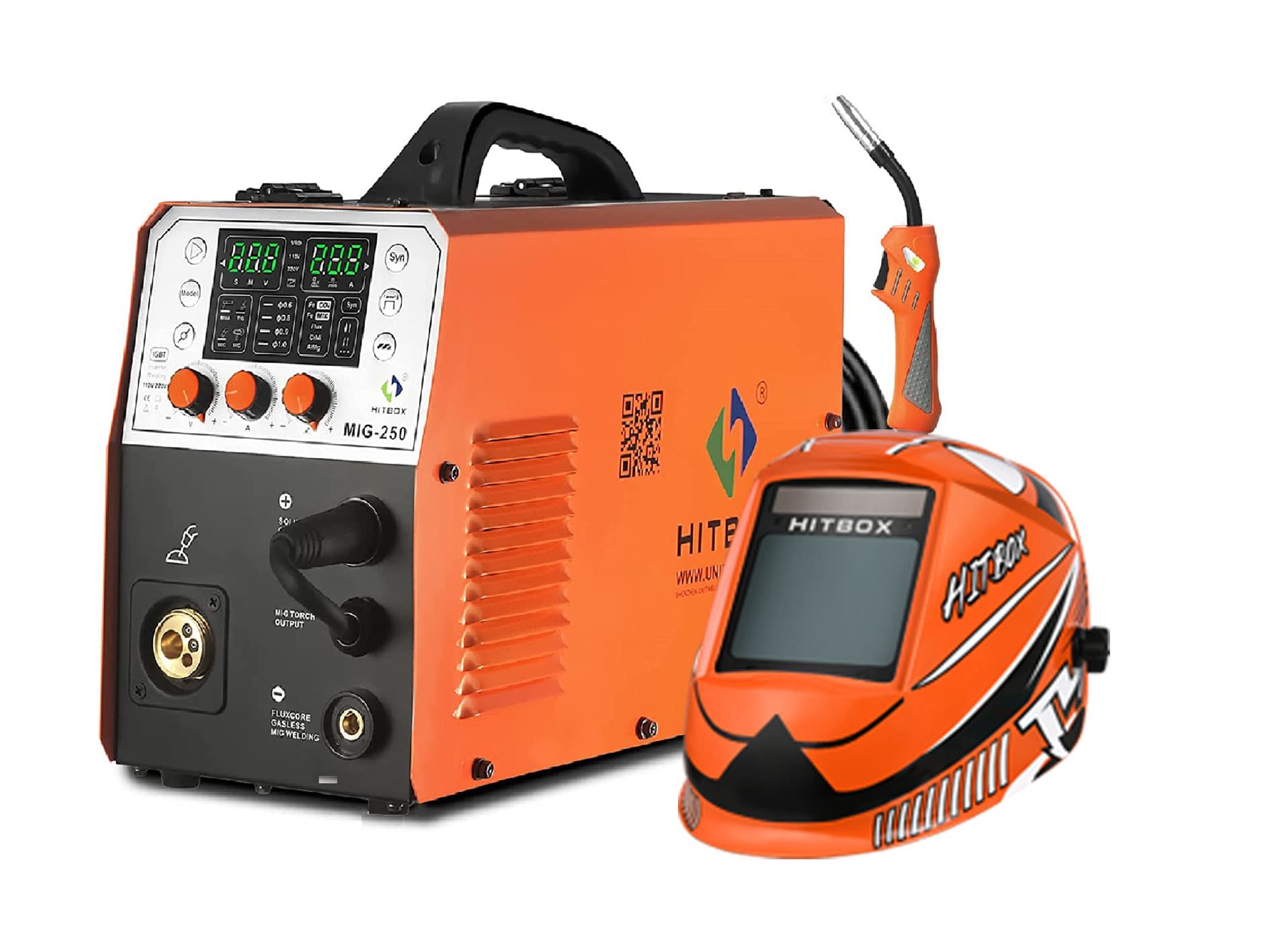 Buy HITBOX MIG Welder & Welding Helmet 110 / 220V 4 in 1 Flux MIG